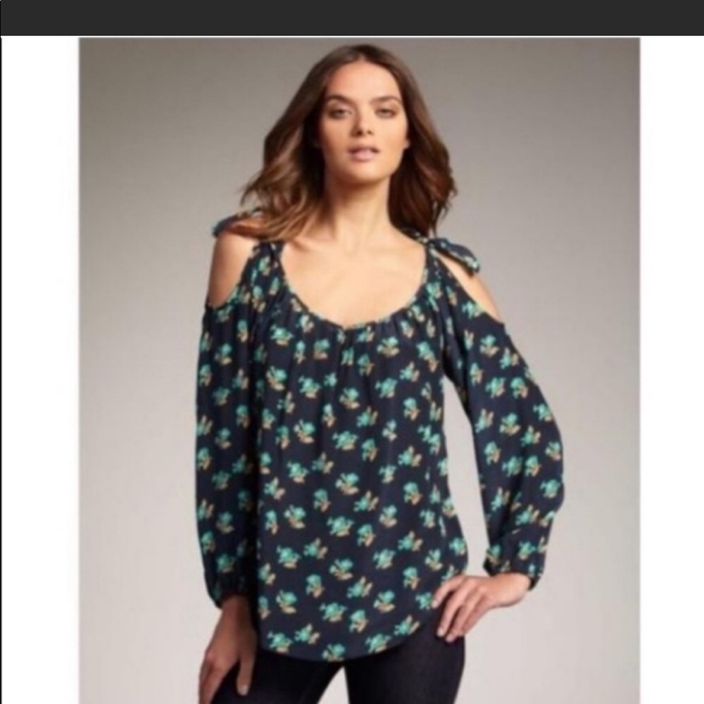 Rebecca Taylor Cold Shoulder Silk Top